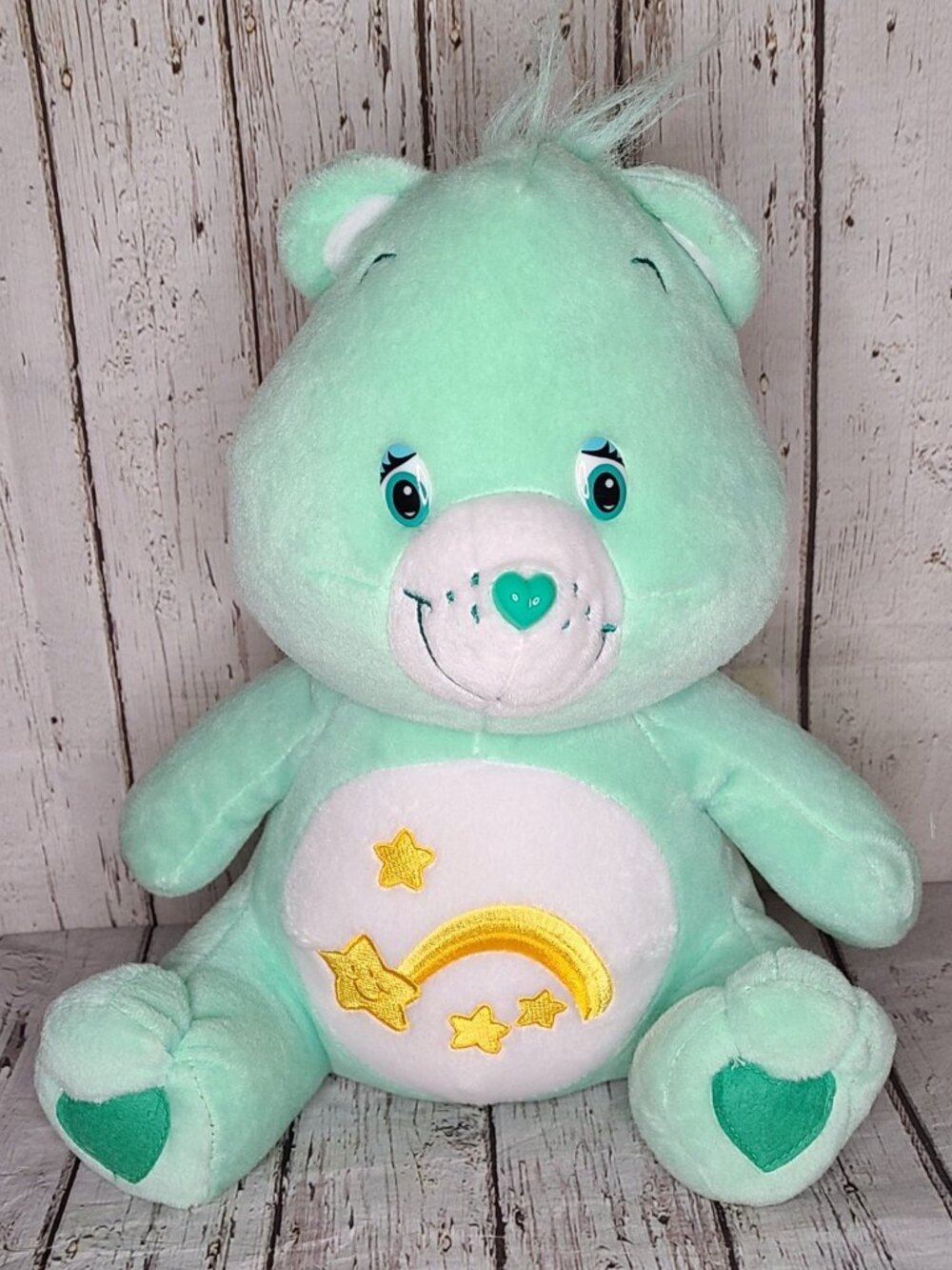 15" Vintage 2003 Wish Care Bear Plush Shooting Star Mint Teal Stuffed Toy Nanco
